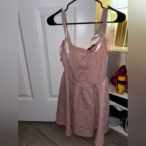 Pink lace corset bow dress